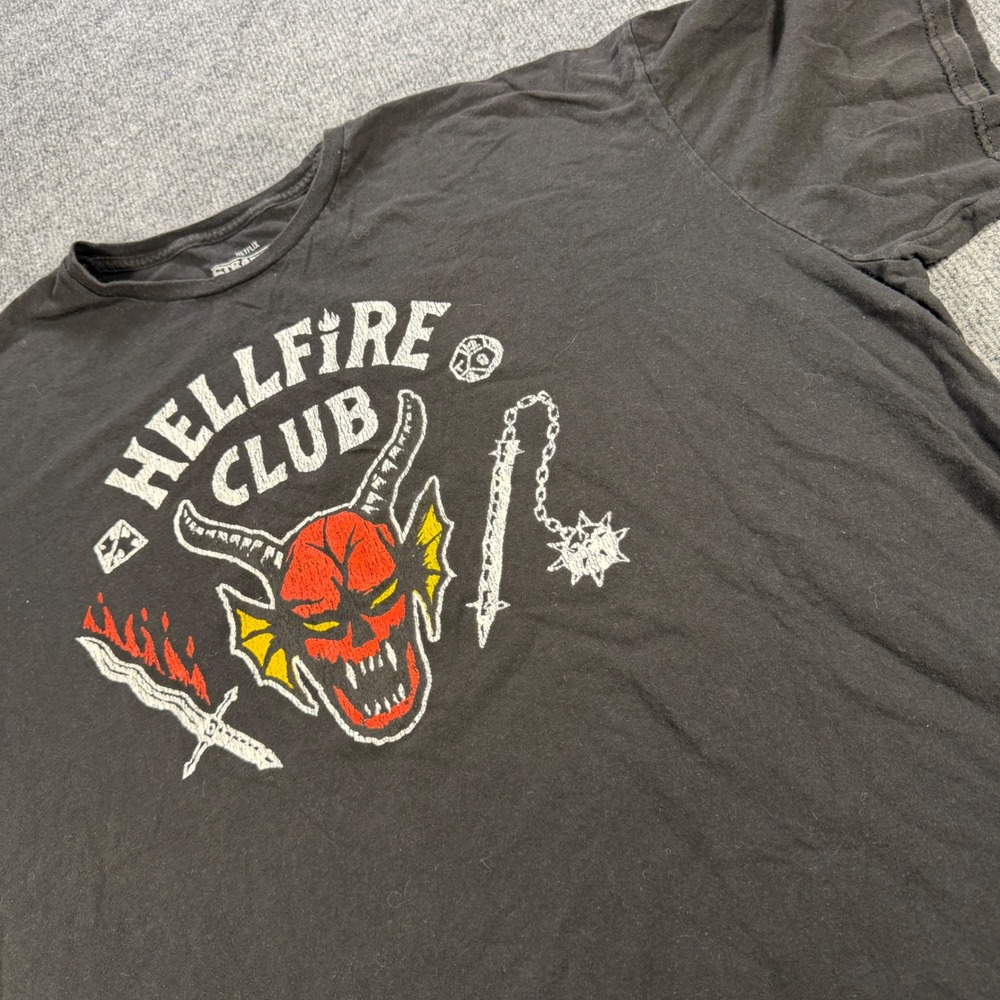 Stranger Things Hellfire Club Graphic T-Shirt Black 3XL Netflix Mad Engine